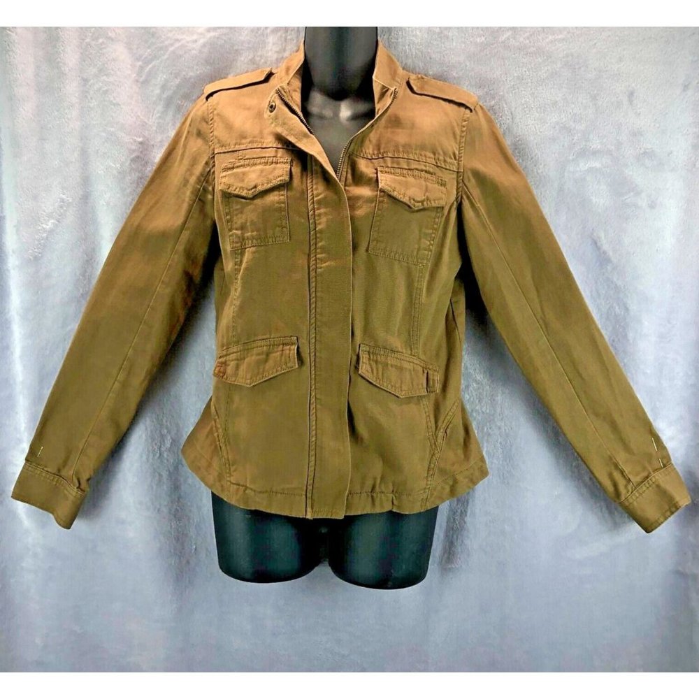 Hinge Womens Sz XS Jacket Large Khaki Brown Cotton Casual Utility Field Military